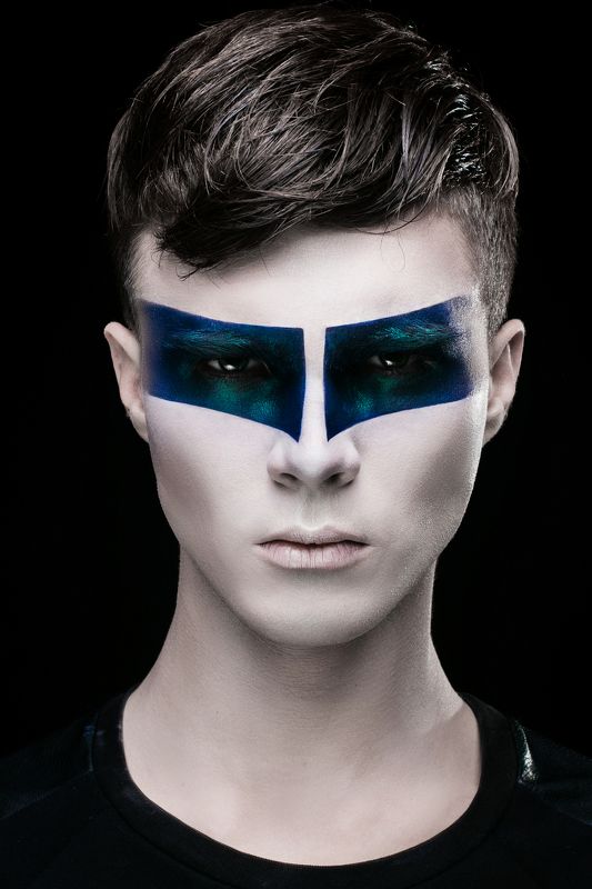 portrait, man, boy, art, makeup, idea, look, fashion, style, black, blue space boy фото превью