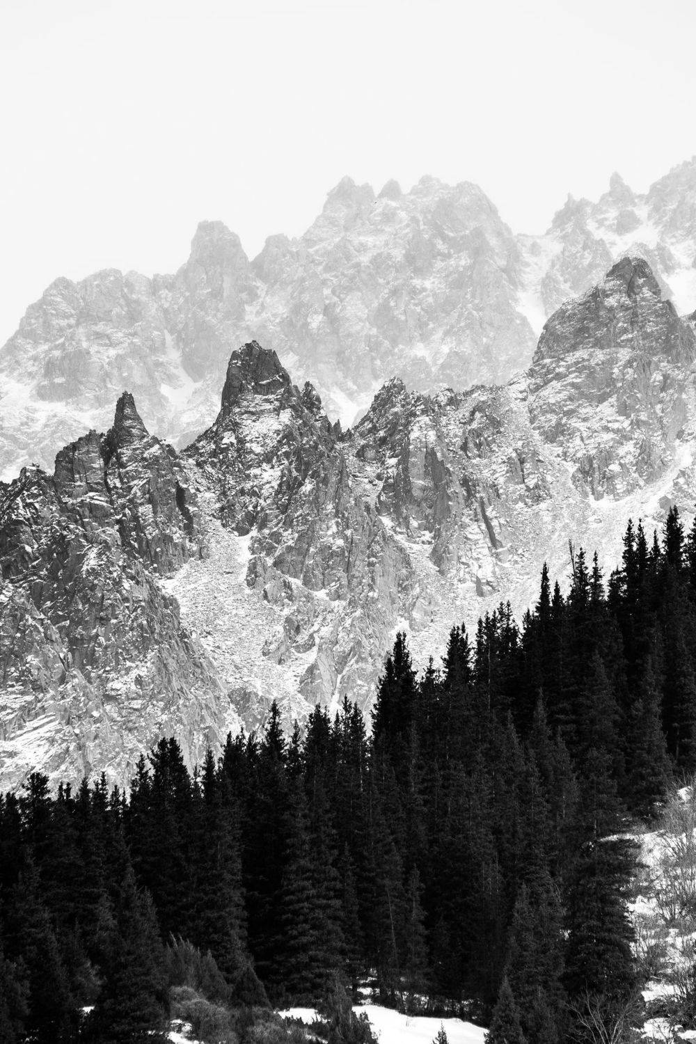 горы, зима, пейзаж, ели, скалы, деревья,, Василий Шумкин