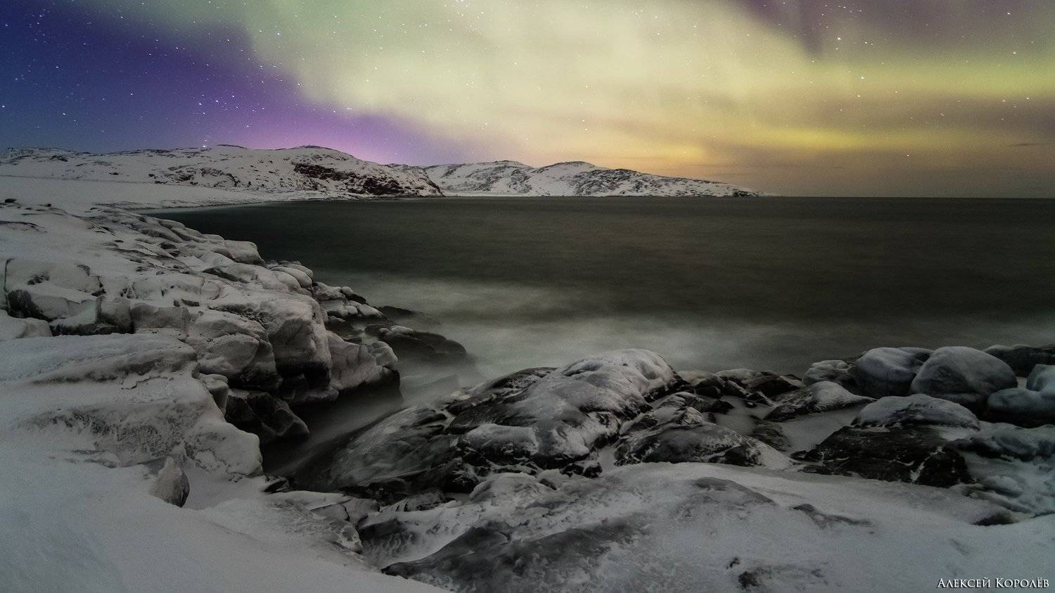 териберка, россия, кольский полуостров, баренцево море, арктика, север, заполярье, море, зима, ночь, звезды, аврора, пейзаж, природа, teriberka, russia, kola peninsula, barents sea, arctic, north, sea, winter, night, stars, aurora, landscape, nature, Алексей Королёв