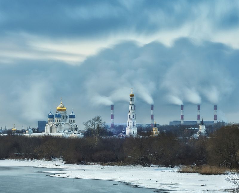 россия, зима, храм, природа, небо, архитектура, путешествии, православие, дзержинский, церквушки Николо-угрешский монастырь фото превью