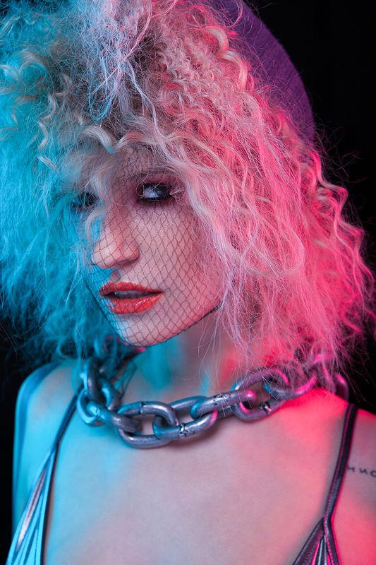 beauty, portrait, girl, neon, photo, new Viki фото превью