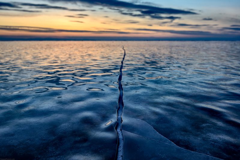 Байкал, зима, лёд, рассвет, отражение, пейзаж Рассвет фото превью