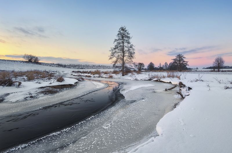 wintertime, poland, river, sunset, pastel, lovepeaceandrockandroll Pastel Of Sunset фото превью