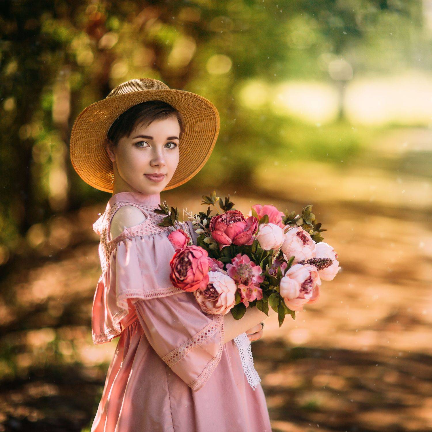 girl summer пионы девушка шляпа, Вероника Баласюк