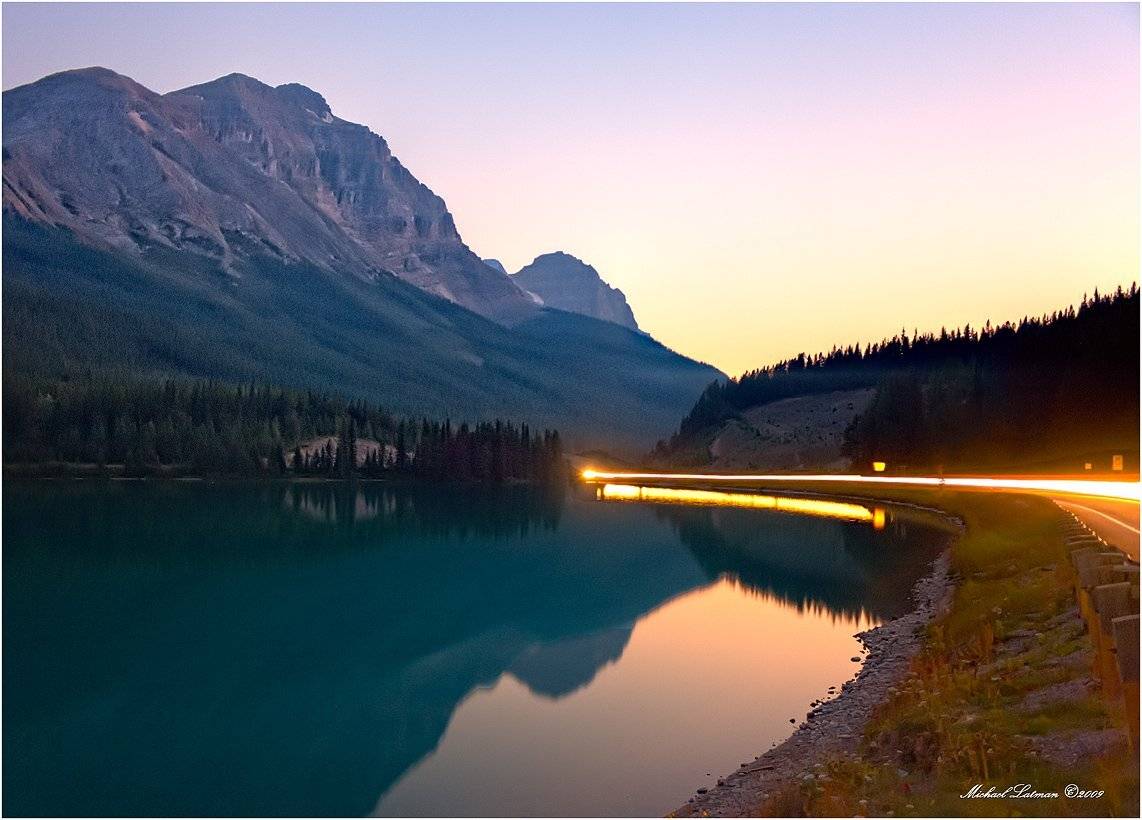mountains, highway, west, sunset, Michael Latman