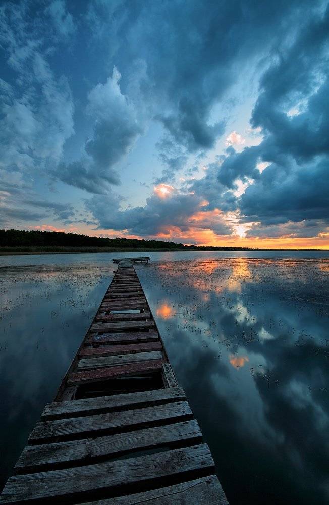 вечер, закат, вода, отражение, облака, Петриченко Валерий