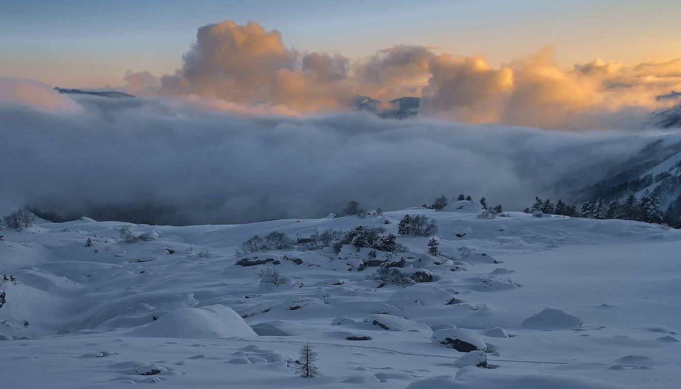 горы, кавказ, лаго-наки, закат, Фёдор
