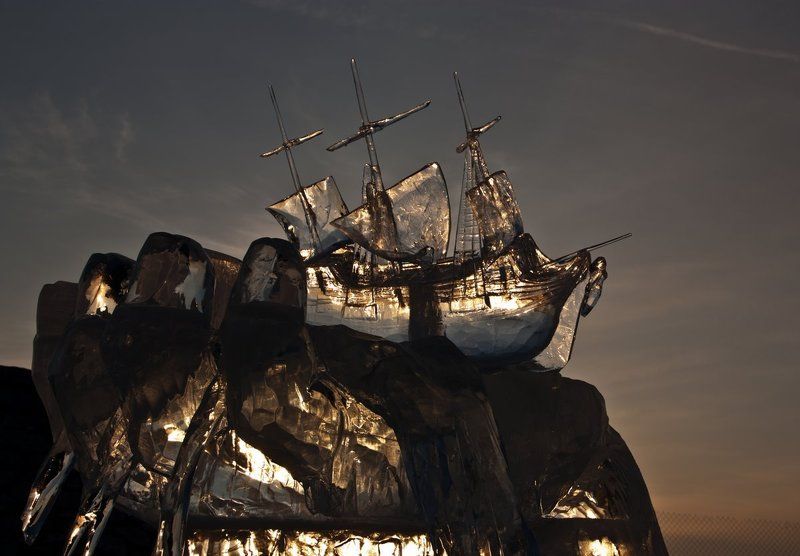 байкал., лед, закат Горячий лед фото превью