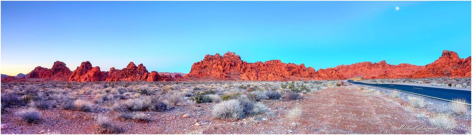 valley, fire, moon, evening, Michael Latman