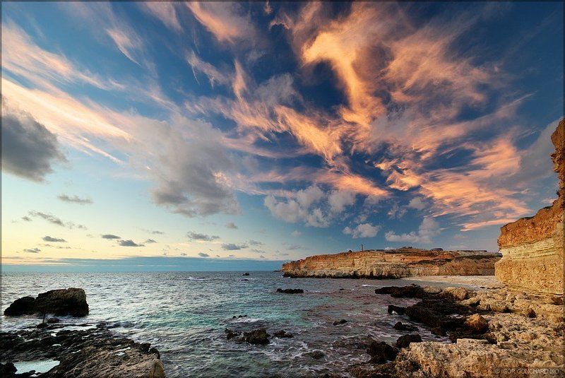 пейзаж, море, крым, фотография, закат, Небо в огне фото превью