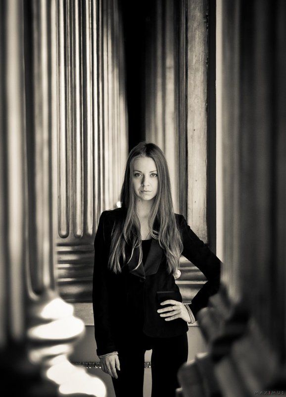 девушка, портрет, ч/б Перспектива фото превью