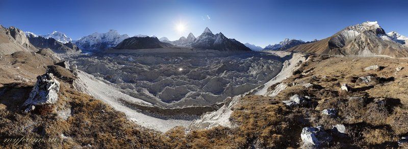 ледник, ngozumpa, gliacier, гималаи, непал, нгозумба У излучины каменной реки фото превью