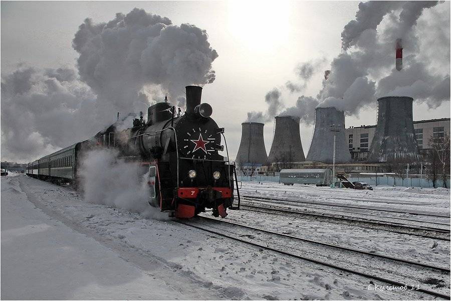 трубы, паровоз, москва, тэц, зима, кулешов евгений,, Кулешов Евгений