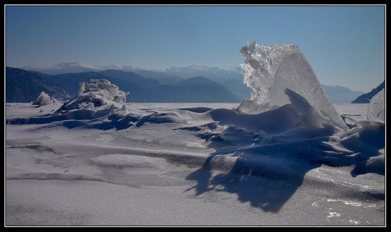 алтай, телецкое, озеро, лед Телецкий лед. фото превью