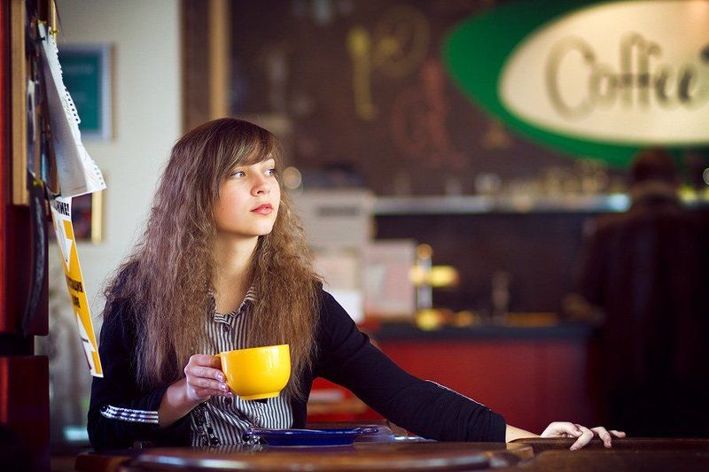 кафе, девушка, портрет Кафе фото превью