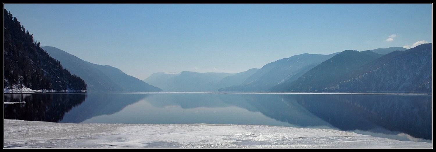 алтай, телецкое, озеро, грань, льда, воды, неба, Юрий Фролов