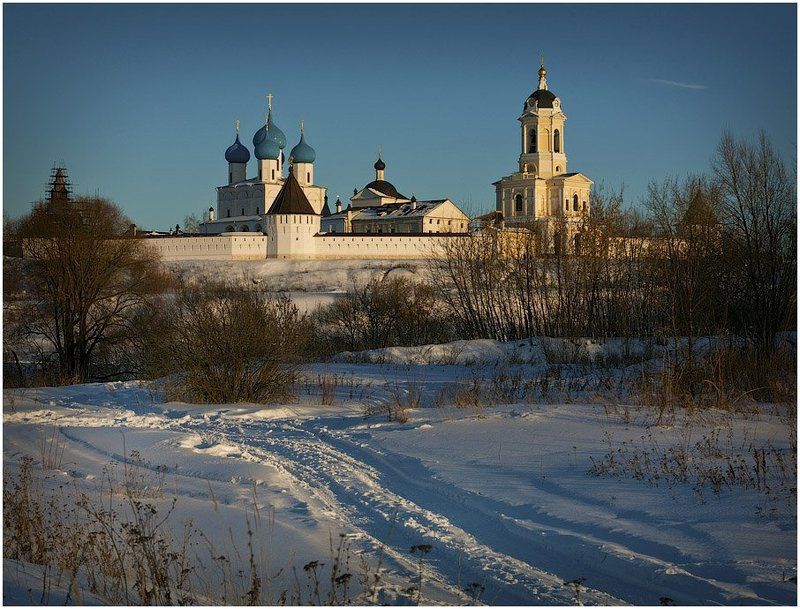 высоцкий, монастырь, серпухов, зима, закат, вечер  фото превью