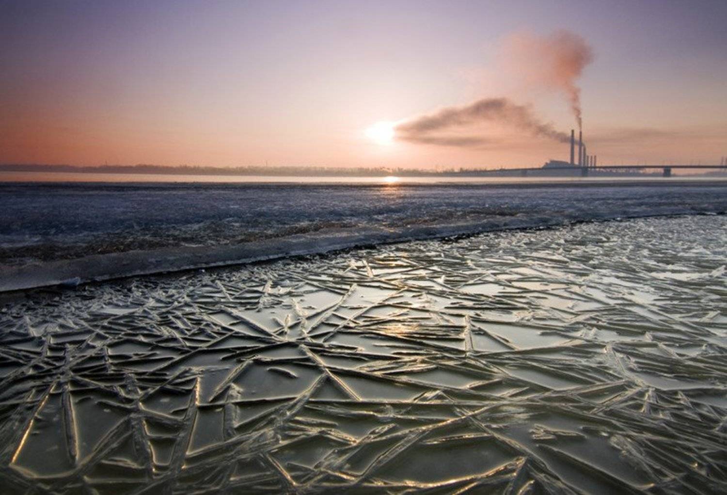 город, днепр, зима, иней, лед, река, рассвет, Александр Андреев