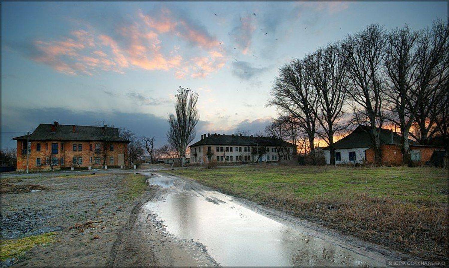 село, пейзаж, закат, Игорь