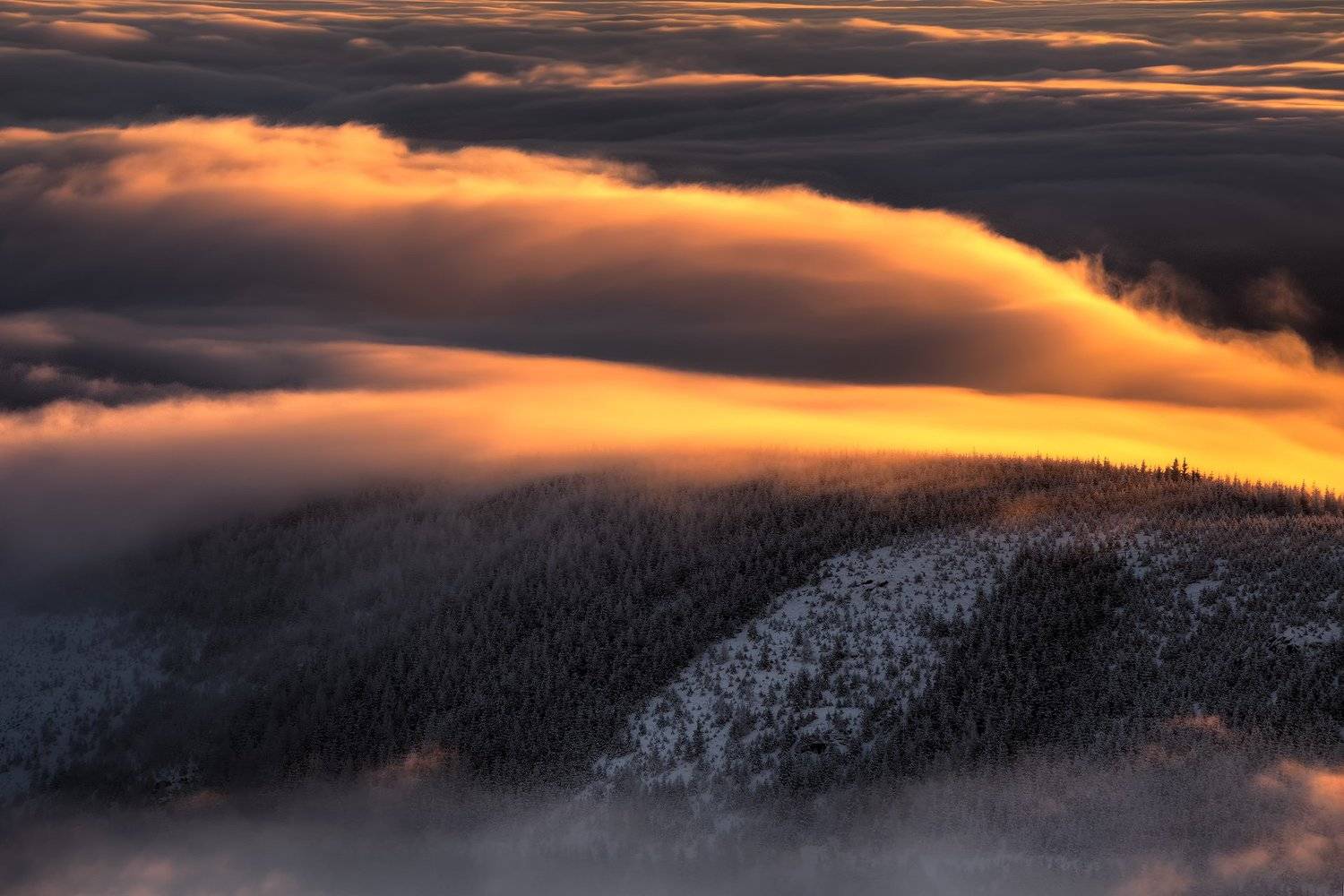 giant, mountains, sunrise, clouds, Grzegorz Zimny