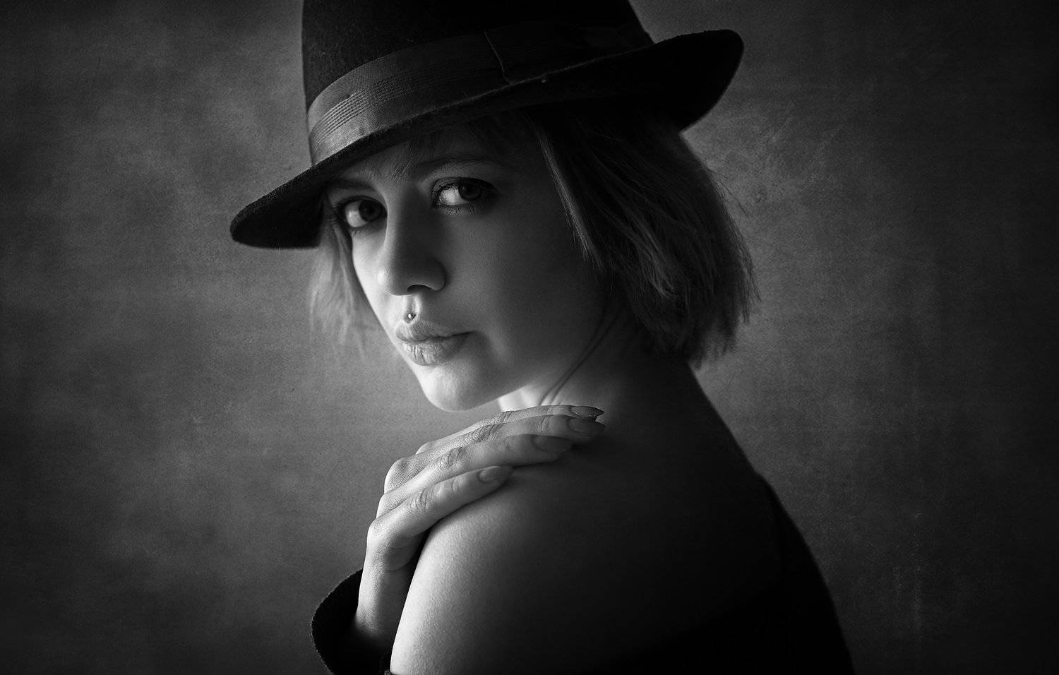портрет, девушка,чб,фото,ретушь,текстура, Александр Губель
