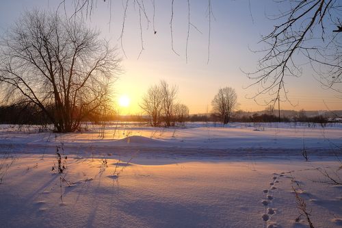 зимний. закат. природа.