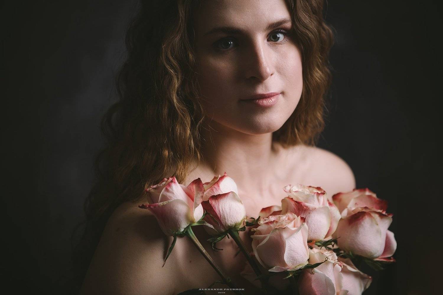 art, body, girl, skin, beauty, flowers, portrait, Paushok Alexander