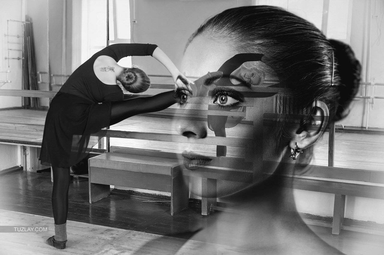 черно-белое, чб, b&w, black & white, девушка, танец, коллаж, Владимир Тузлай