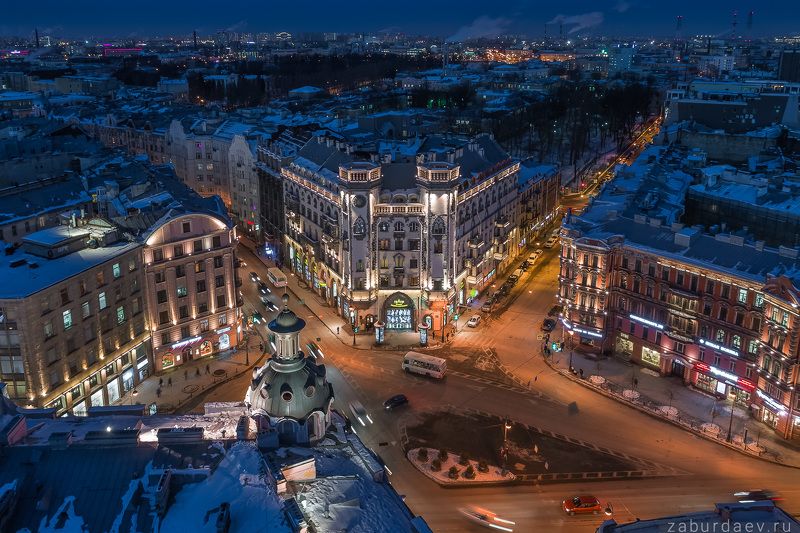 россия, петербург, санкт-петербург, город, архитектура, вечер, весна, закат, дрон, квадрокоптер, аэрофотосъемка Площадь Льва Толстого фото превью