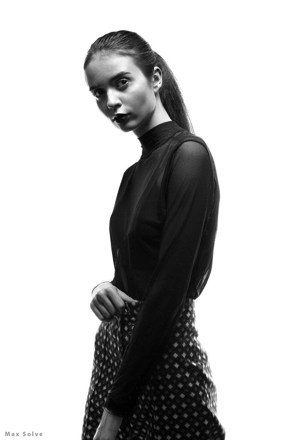 portrait, studio, bw, blackandwhite, girl, model, models, girls, beauty, fashion, female, woman, sexy,, Max Solve