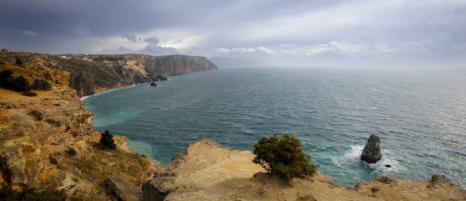 крым, берег, скалы, море, волны, небо, облака, пейзаж, природа, мыс, фиолент,, Сергей Шульга