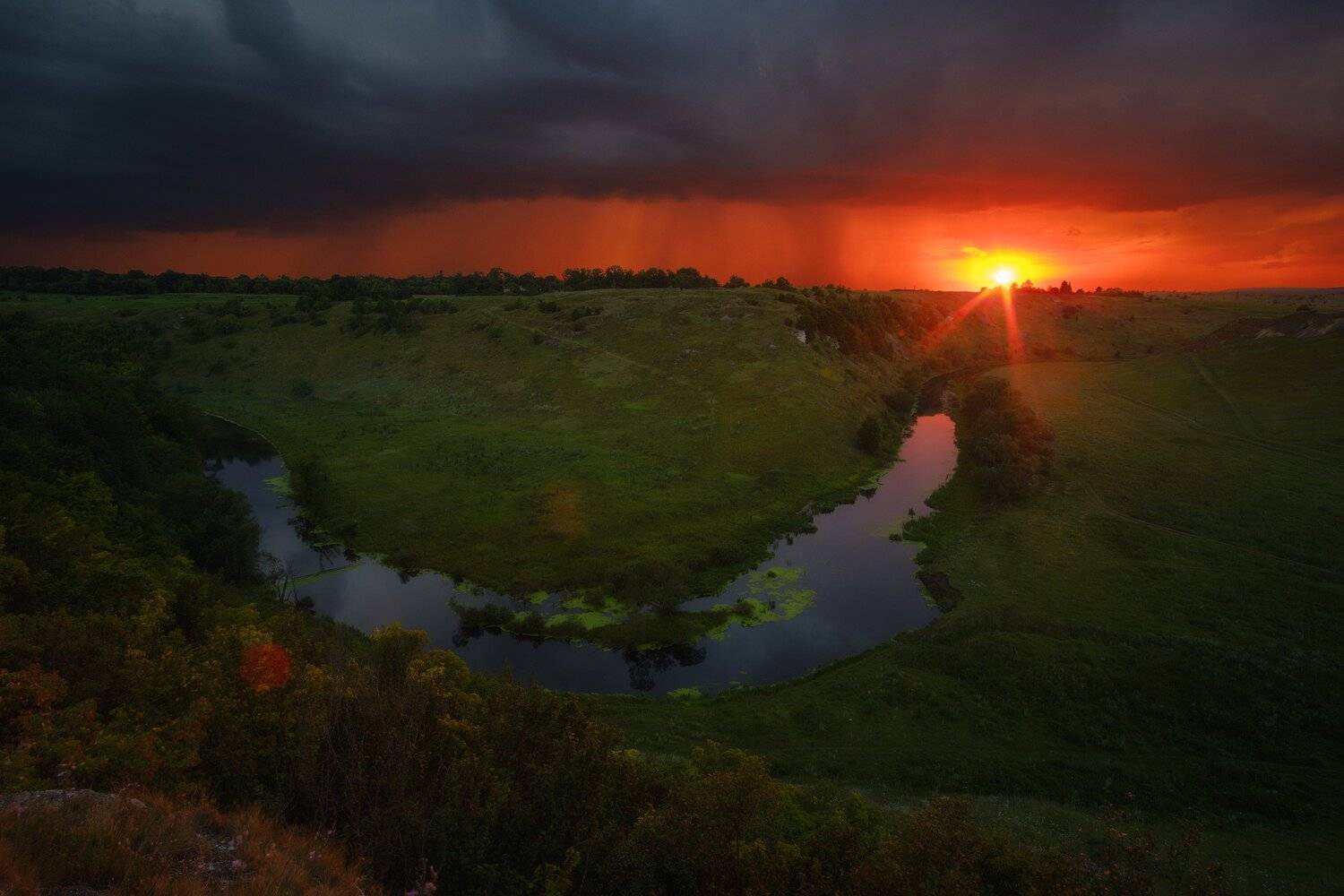 россия, липецкая область, ворголы, воргольские скалы, пейзаж, природа, гроза, закат, река, меандра, Оборотов Алексей