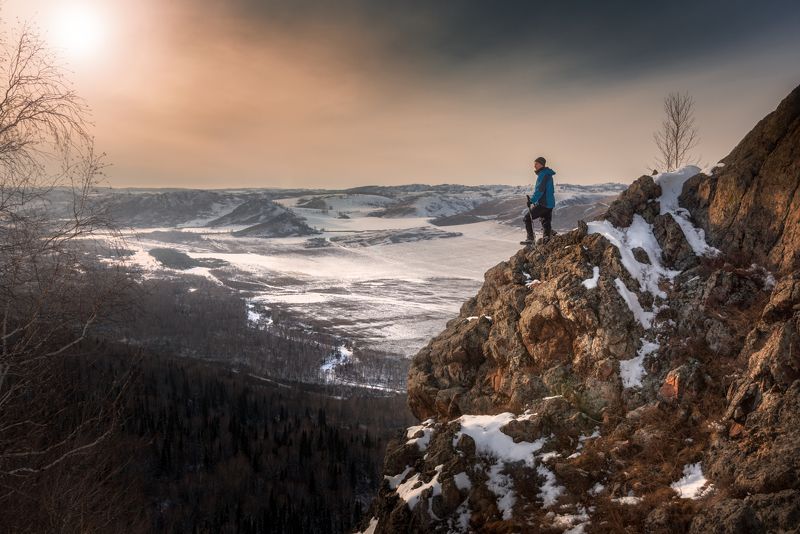 #trevel, #treveler, #hiking, #hill, #rock, #tracking, #landscape, #mountain, #mountains, #nature, #river, #winter, #sunset, #snow, #reserve, #altaikrai, #altai, #russia, #siberia, #tigirek, #пейзаж, #горы, #путешествие, #путешественник, #алтай, #тигирек Путешественник фото превью