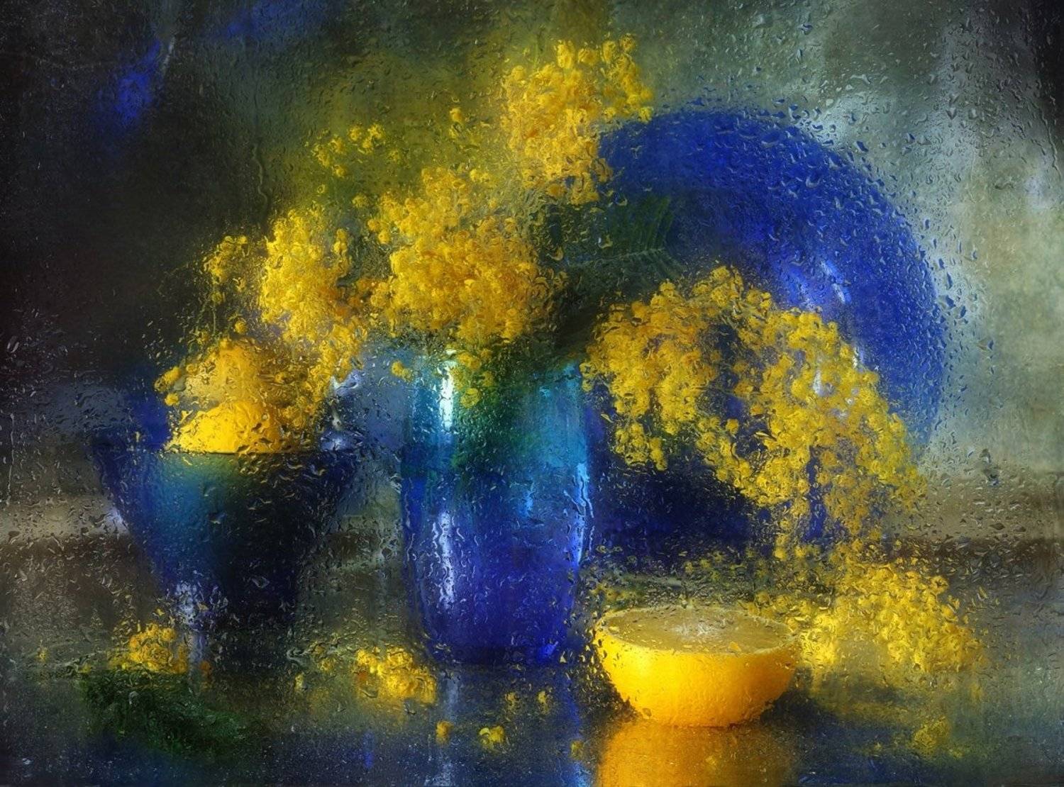 натюрморт,мимоза,капли, Наталия