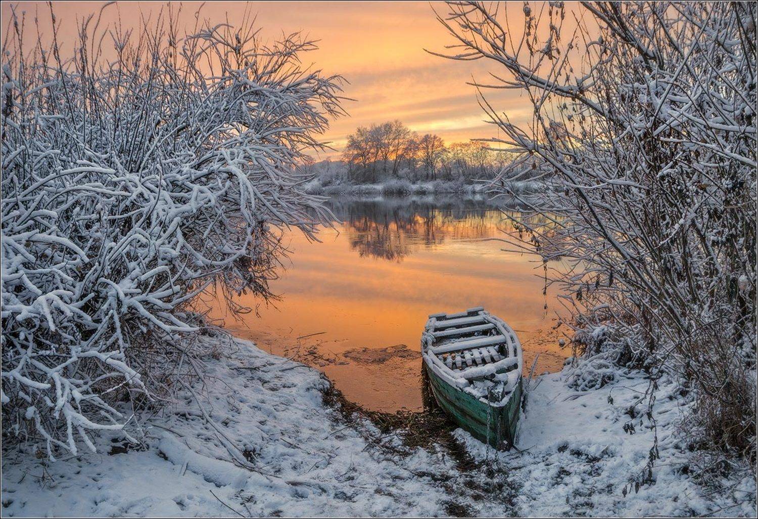 река,зима, закат, беларусь, Andrew Kuzmin
