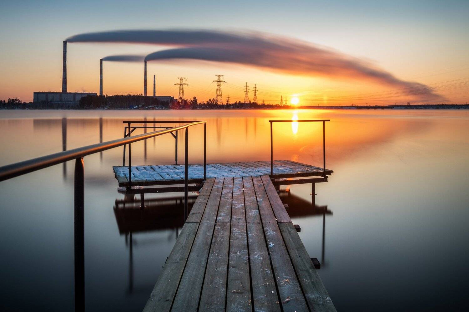 грэс рефтинская, рефть, озеро, рассвет, утро, Василий Яковлев