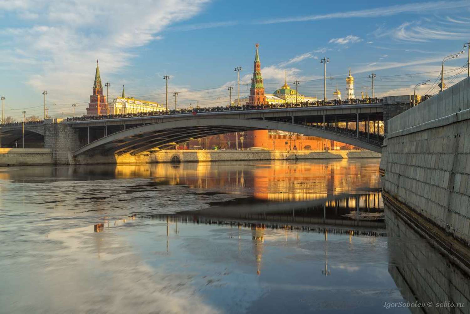 Москва, кремль, Большой Каменный мост, Россия, утро, Moscow, Kremlin, Big Stone Bridge, Russian, morning,, Соболев Игорь