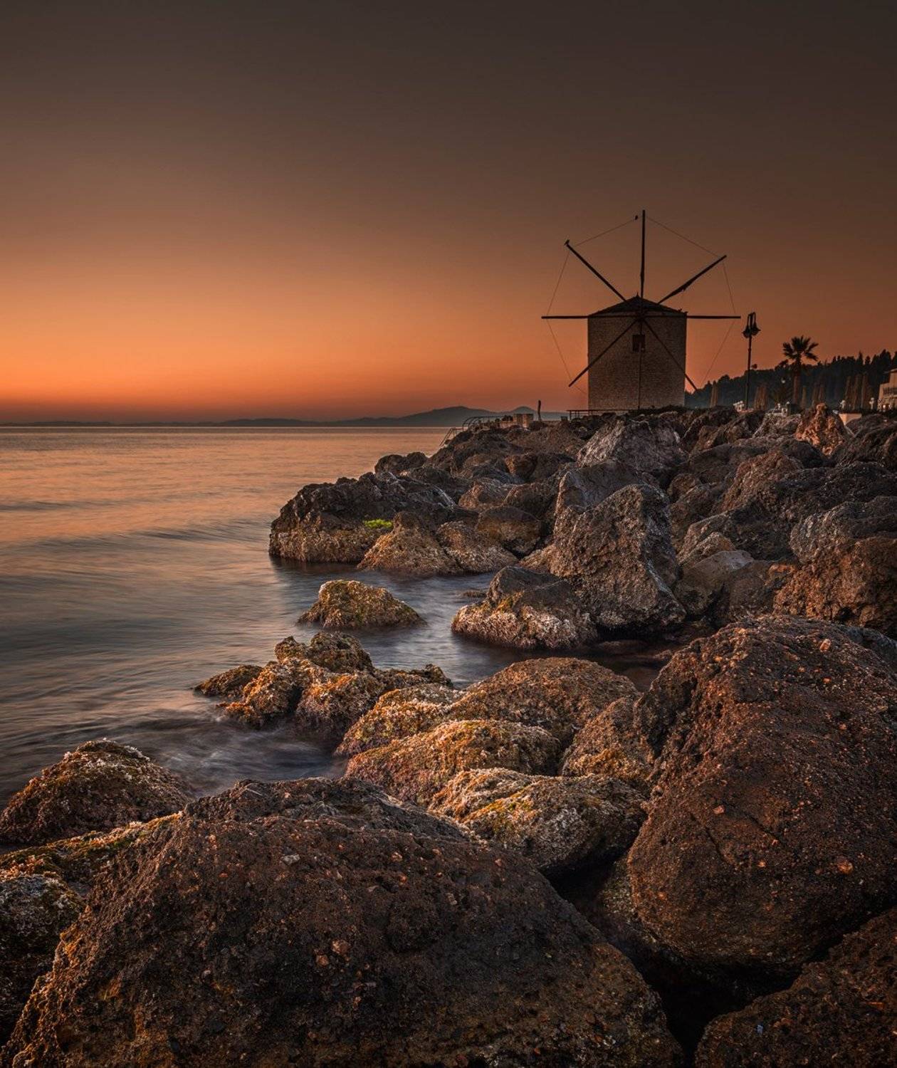 landscape, nature, seascape, sunrise, rocks, coastal, coast, beach, sea, seaside, long, exposure, scenery, windmill, corfu, Александър Александров