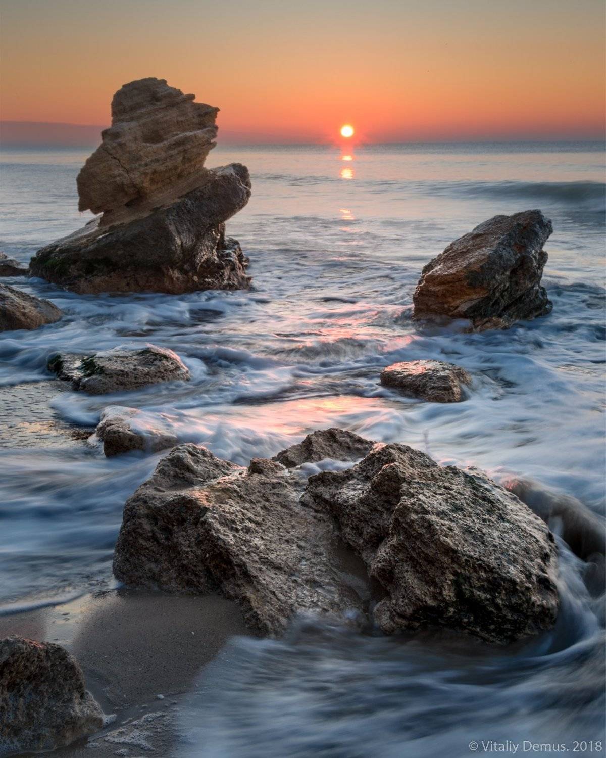 море, побережье, морской берег, горизонт, небо, зима, солнце, рассвет, Виталий