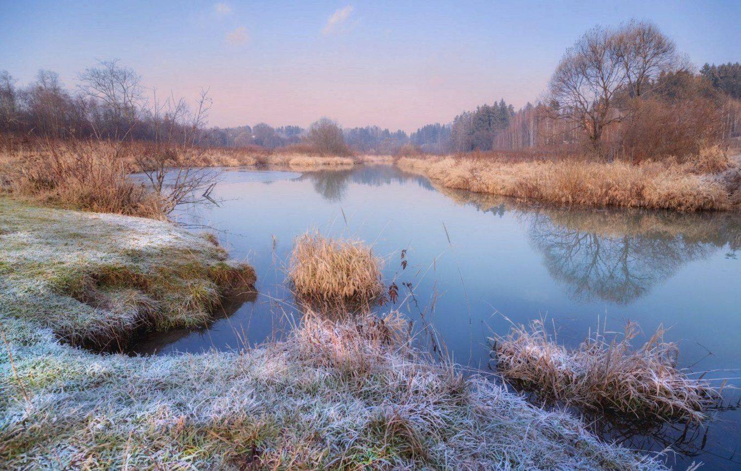 зима, утро, река, воря, Виктор Климкин