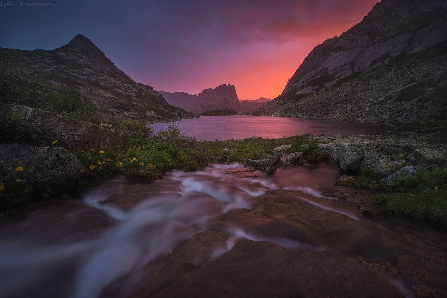 Ергаки, озеро, Горных Духов, рассвет, Россия, горы, Цыбин Константин