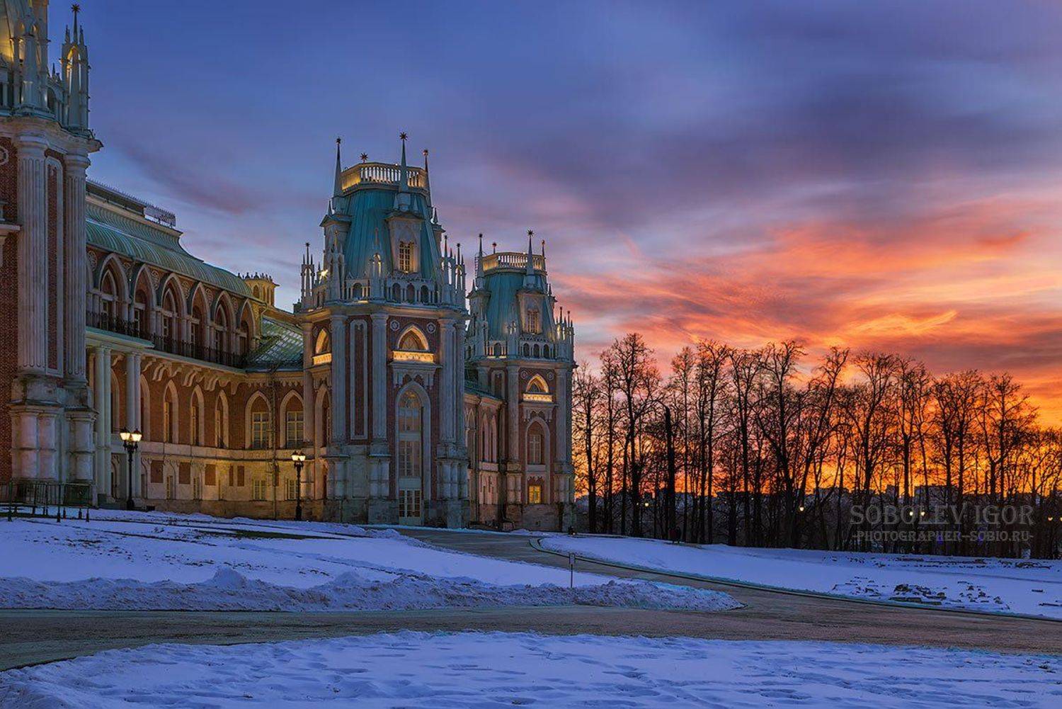 Царицыно, зима, вечер, закат, Tsaritsyno, winter, evening, sunset,, Соболев Игорь