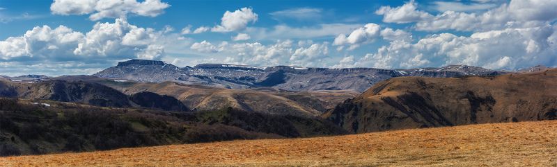 природа, пейзаж, кавказ, горы, весна, вечер, панорама, закат, солнце, небо, облака, свет ***** фото превью
