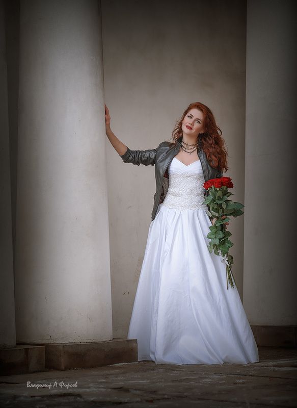 девушка невеста букет розы парк невеста фото превью