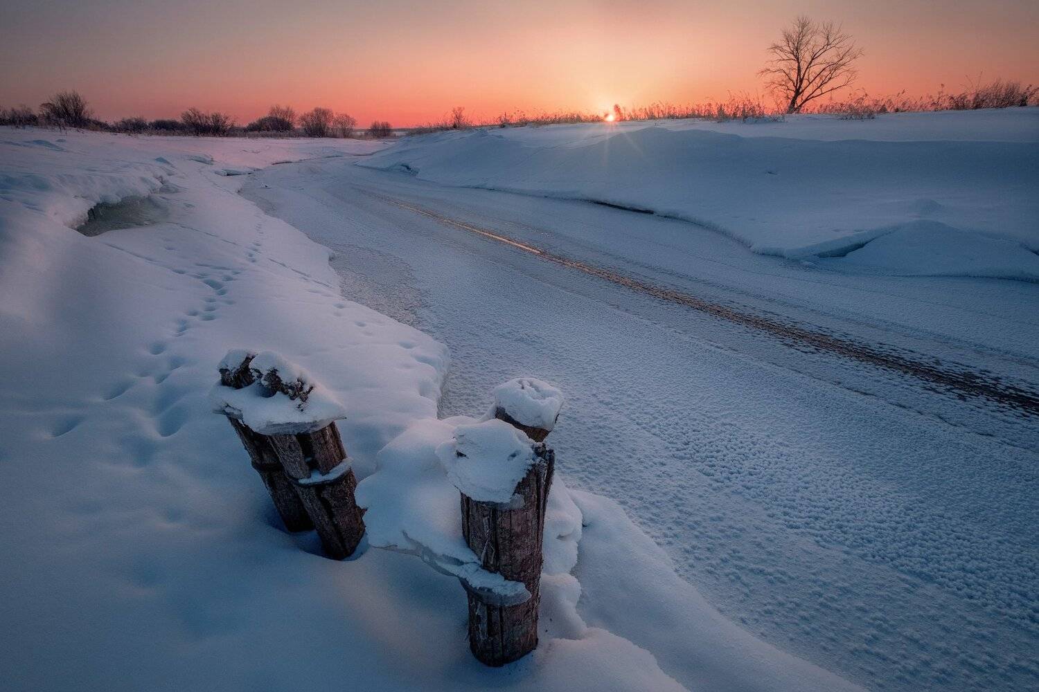 пейзаж, зима, река, лед, снег, утро, рассвет, восход, мороз, холод, усолка, пермь, пермский край, Андрей Чиж