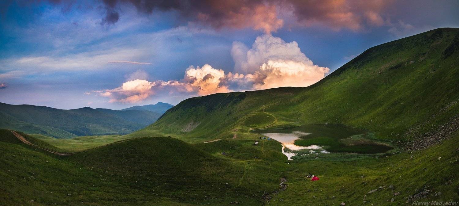 горганы, горы, карпаты, украина, вечер, сумерки, свидовец, догяска, озеро, Алексей Медведев