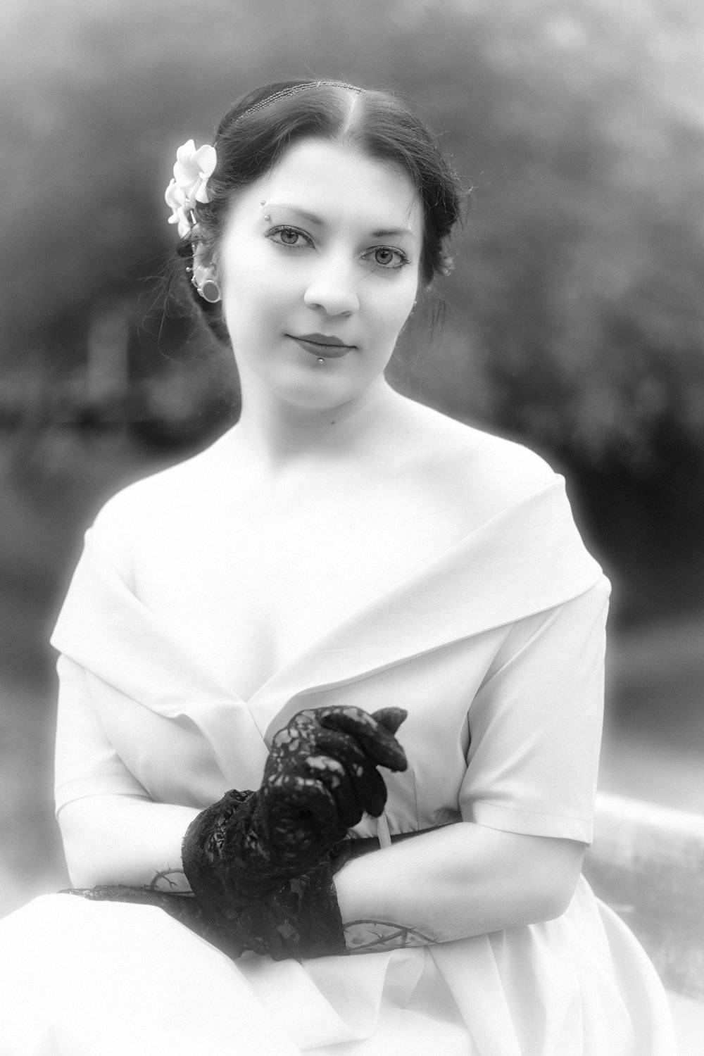 девушка портрет улица чёрное белое, Владимир Фирсов