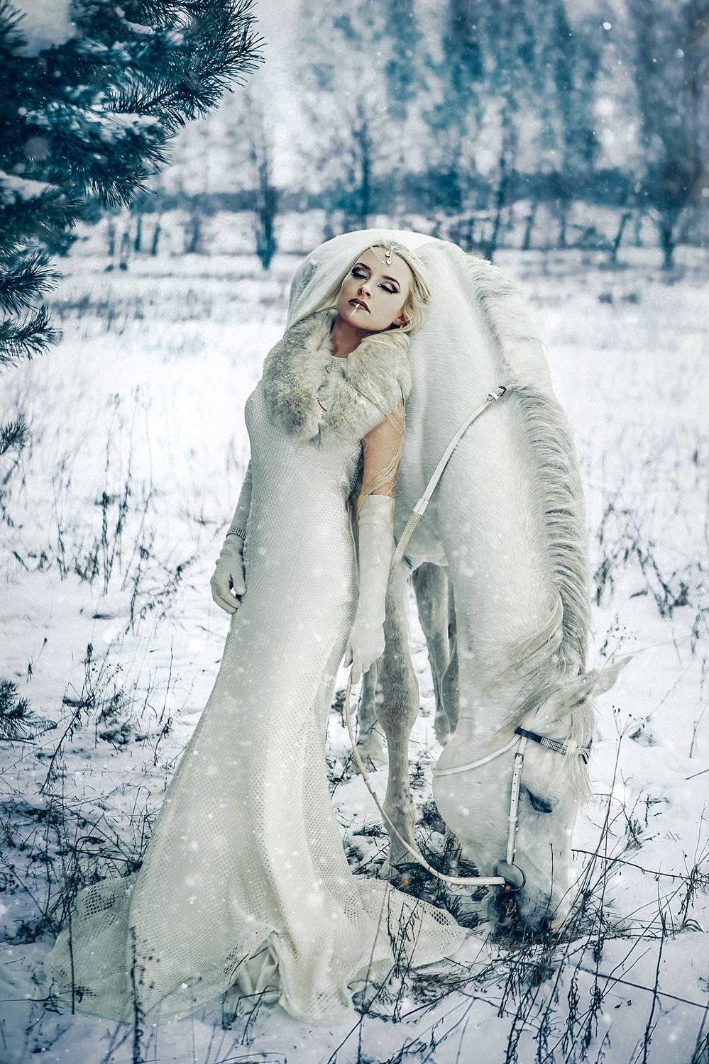 woman, horse, portrait, art, Руслан Болгов (Axe)