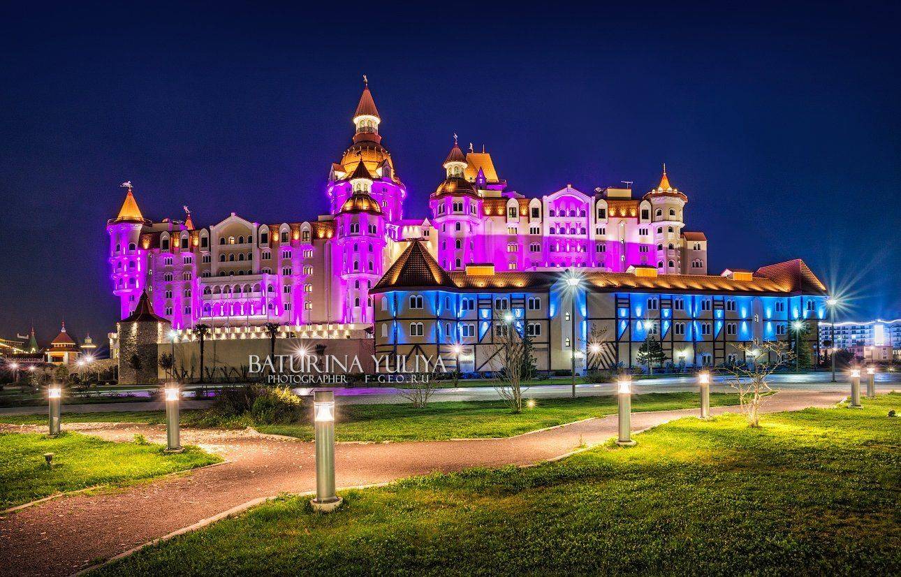 россия, сочи, отель богатырь, богатырь, ночь, сочи парк, Юлия Батурина
