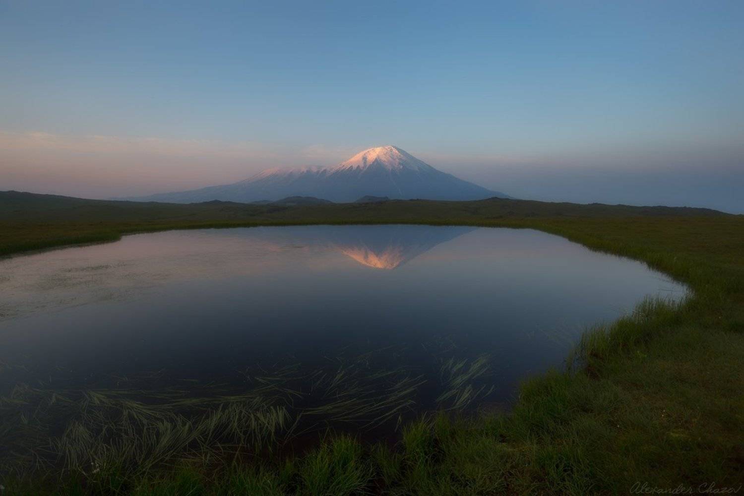 камчатка, вулкан, толбачик, отражение, утро, рассвет, Александр Чазов